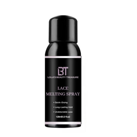 Lola's Beauty Treasure Bottle of fast-drying Lace Melt Spray for Wigs – Quick Dry, Long-Lasting Hold, Invisible Finish.