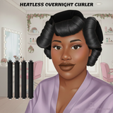 Person wearing a soft heatless curler to achieve smooth, natural curls overnight without heat damage.